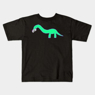 Long neck Dino with gender queer pride Kids T-Shirt